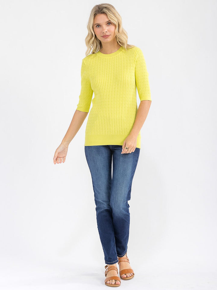 WOMEN'S SHORT SLEEVE RIBBED DETAILED BLOUSE