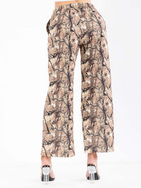 WOMEN'S ELASTIC WASIT POCKETS MULTI PRINT WIDE LEG PANTS
