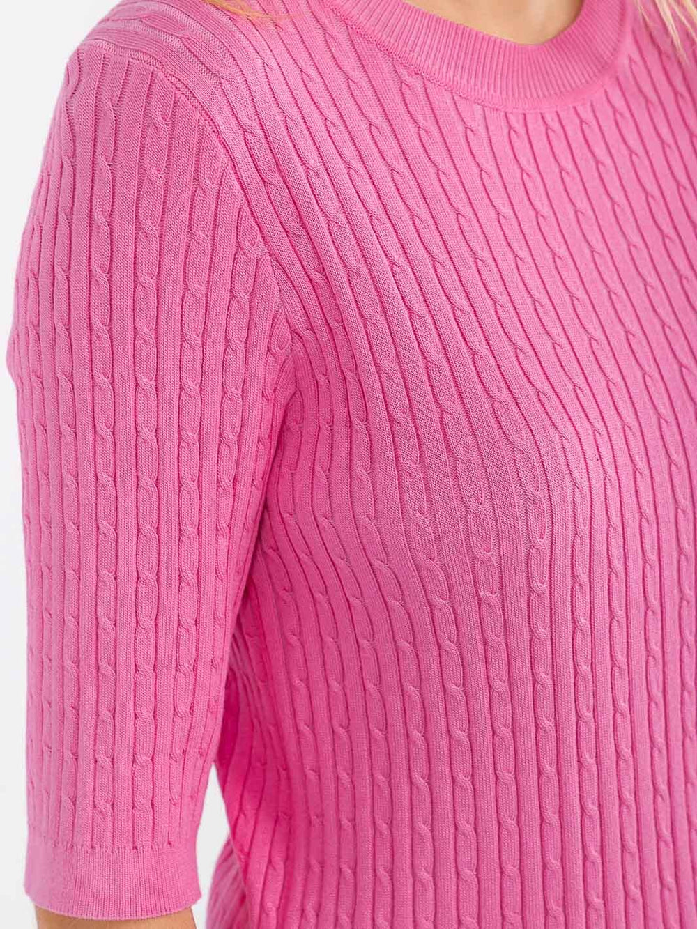 WOMEN'S SHORT SLEEVE RIBBED DETAILED BLOUSE