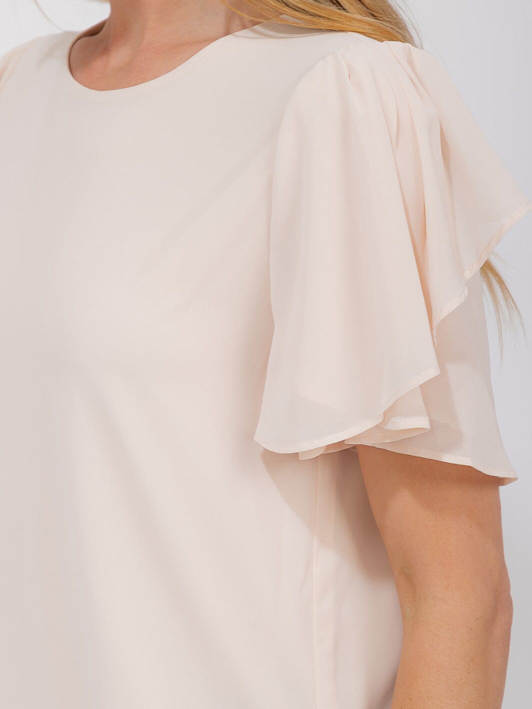 WOMEN'S SHORT RUFFLE SLEEVE TUNIC BLOUSE