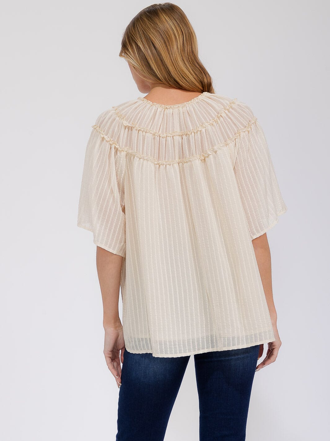 WOMEN'S SHORT SLEEVE V-NECK LOOSE FIT BLOUSE