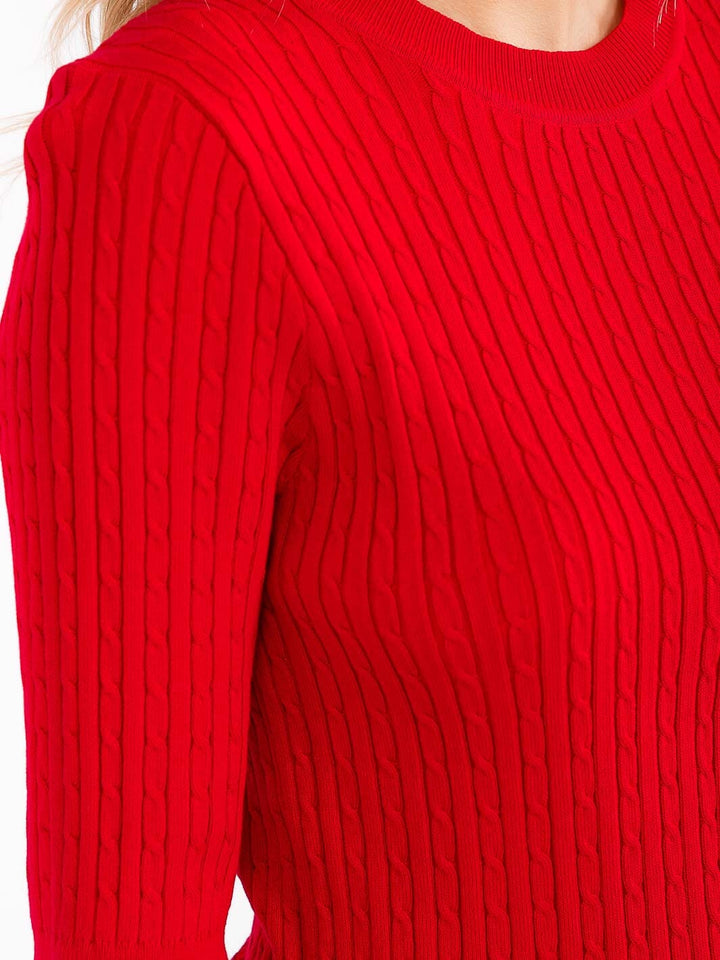 WOMEN'S SHORT SLEEVE RIBBED DETAILED BLOUSE