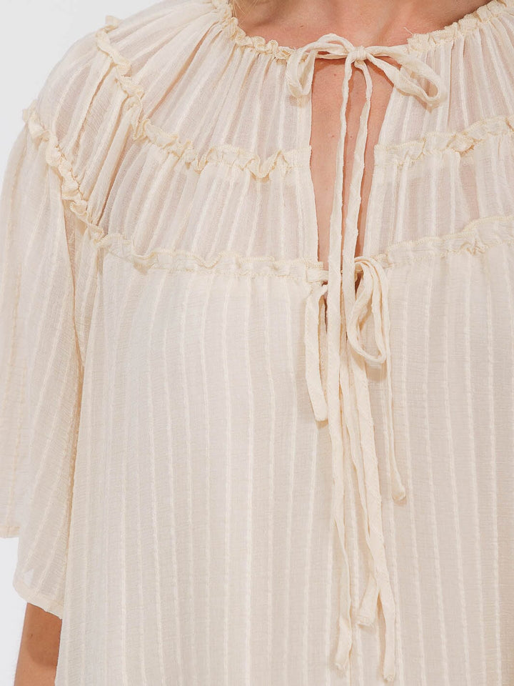 WOMEN'S SHORT SLEEVE V-NECK LOOSE FIT BLOUSE