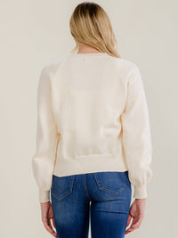 WOMEN'S LONG SLEEVE CROCHET FLOWER DETAILED PULLOVER SWEATER