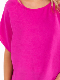 WOMEN'S SHORT SLEEVE HIGH-LOW LOOSE FIT BLOUSE