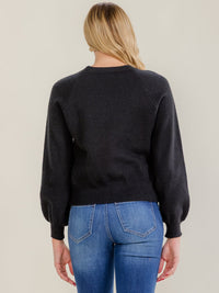 WOMEN'S LONG SLEEVE CROCHET FLOWER DETAILED PULLOVER SWEATER