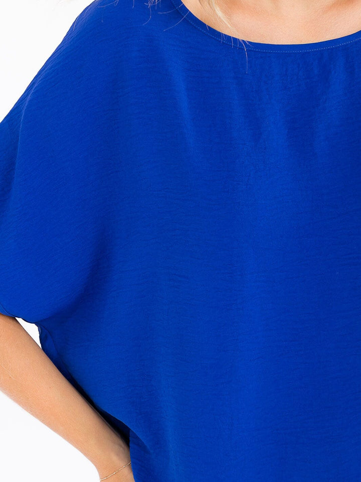 WOMEN'S SHORT SLEEVE HIGH-LOW LOOSE FIT BLOUSE