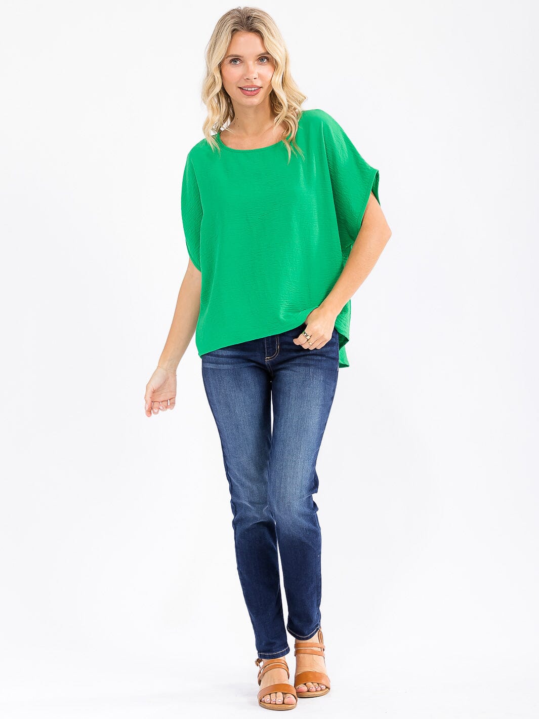 WOMEN'S SHORT SLEEVE HIGH-LOW LOOSE FIT BLOUSE