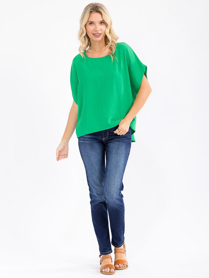 WOMEN'S SHORT SLEEVE HIGH-LOW LOOSE FIT BLOUSE