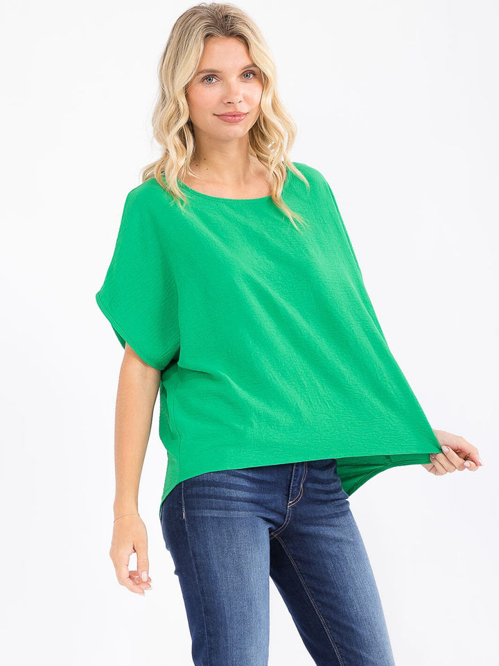 WOMEN'S SHORT SLEEVE HIGH-LOW LOOSE FIT BLOUSE