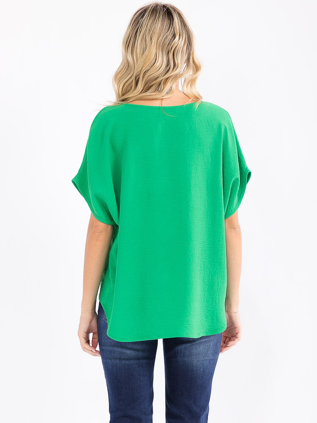 WOMEN'S SHORT SLEEVE HIGH-LOW LOOSE FIT BLOUSE