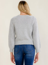 WOMEN'S LONG SLEEVE PEARL DETAILED PULLOVER SWEATER
