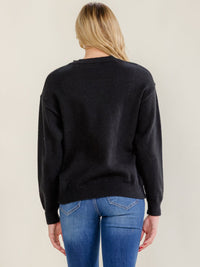 WOMEN'S LONG SLEEVE PEARL DETAILED PULLOVER SWEATER