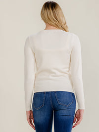 WOMEN'S LONG SLEEVE RHINESTONE DETAILED PULLOVER SWEATER