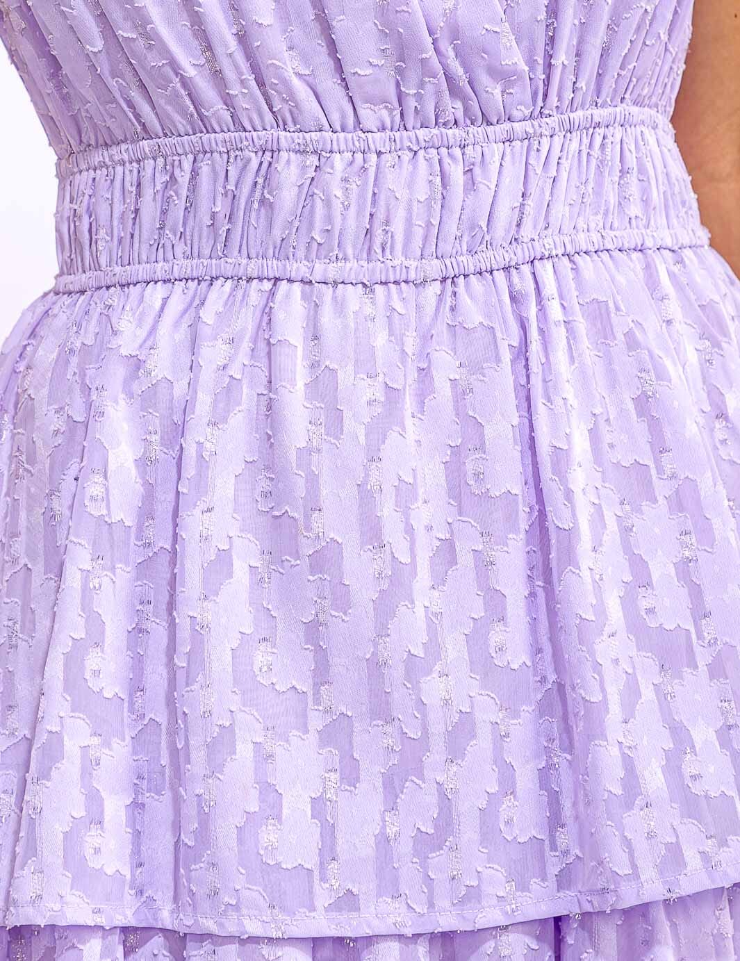 WOMEN'S SLEEVELESS SURPLICE ELASTIC WAIST RUFFLE TIERED MAXI DRESS