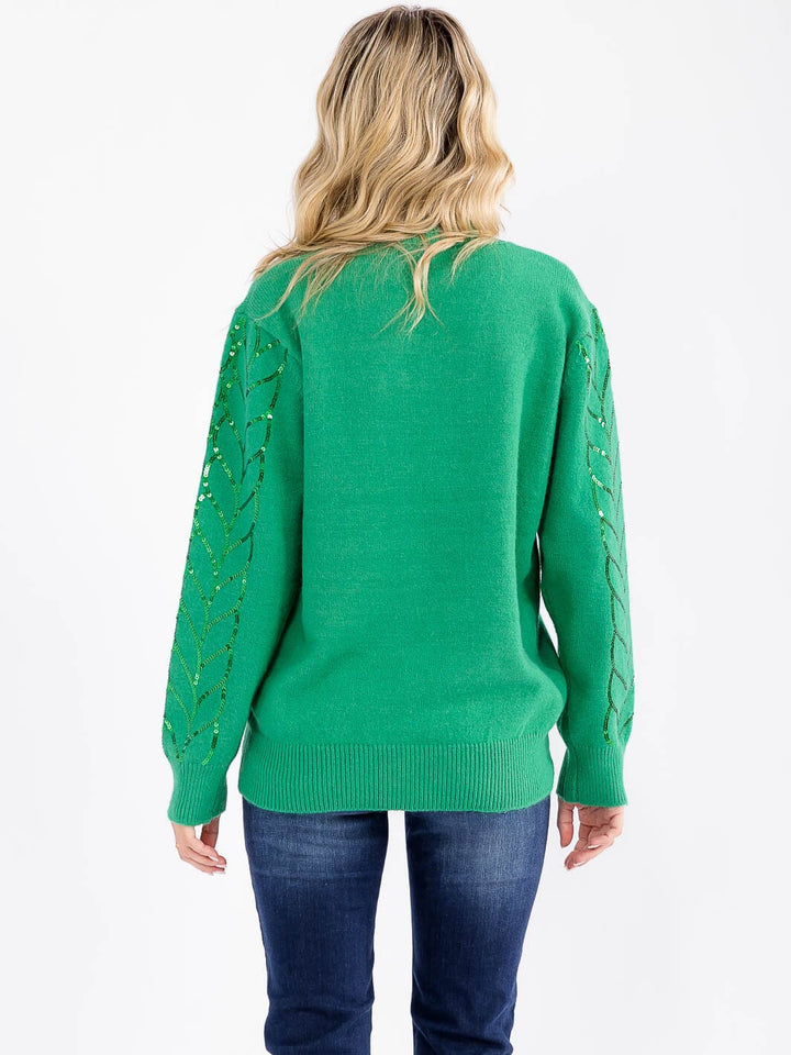 WOMEN'S LONG SLEEVE SEQUINS DETAILED PULLOVER SWEATER