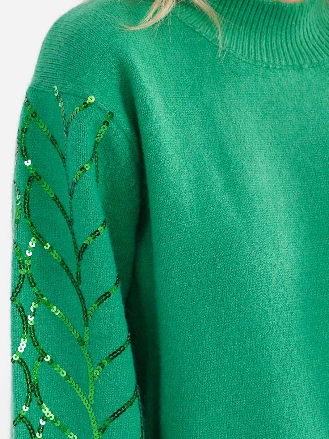 WOMEN'S LONG SLEEVE SEQUINS DETAILED PULLOVER SWEATER