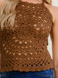 WOMEN'S SLEEVELESS OPEN BACK CROCHET TOP