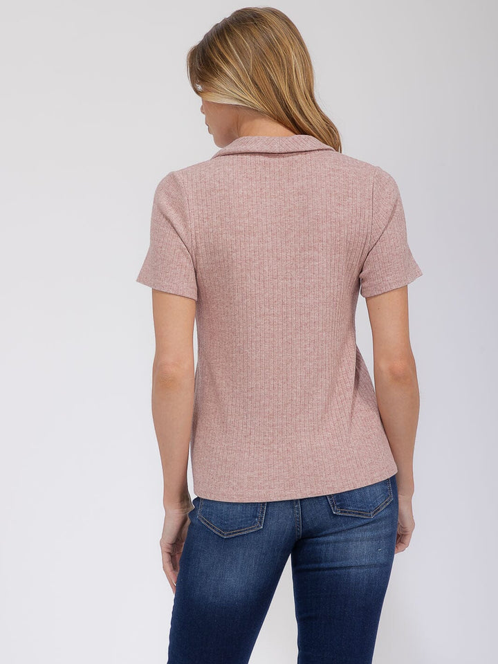 WOMEN'S SHORT SLEEVE BUTTON UP BLOUSE