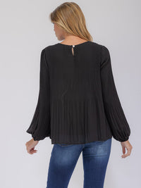 WOMEN'S LONG SLEEVE PLEATED BLOUSE