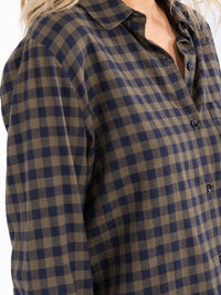 WOMEN'S LONG SLEEVE BUTTON UP TUNIC PLAID SHIRT