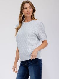 WOMEN'S SHORT SLEEVE DETAILED BLOUSE