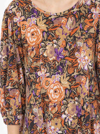 WOMEN'S 3/4 SLEEVE FRONT POCKETS LOOSE FIT FLORAL MAXI DRESS
