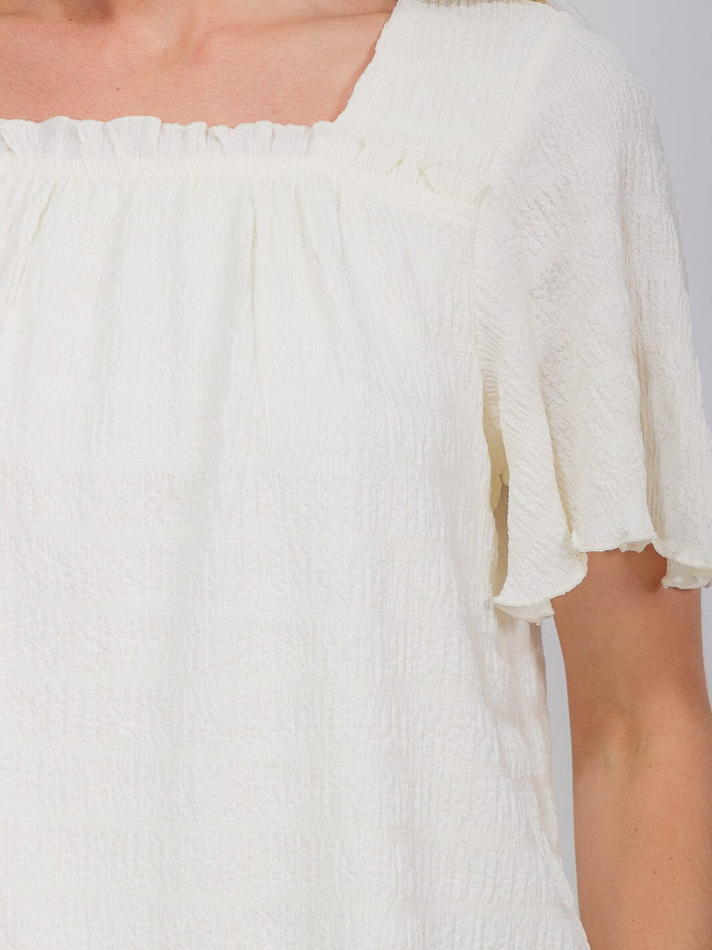 WOMEN'S SHORT SLEEVE SQUARE NECK TUNIC BLOUSE