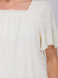 WOMEN'S SHORT SLEEVE SQUARE NECK TUNIC BLOUSE