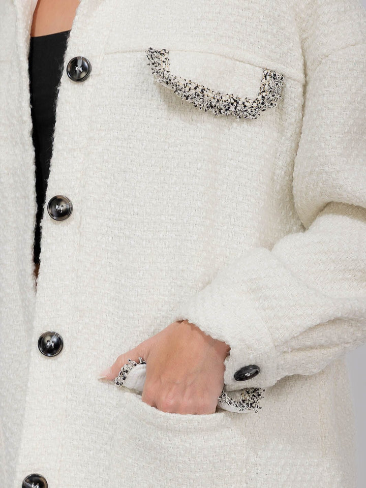 WOMEN'S LONG SLEEVE BUTTON CLOSURE FRONT POCKETS JACKET