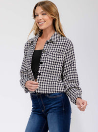 WOMEN'S LONG SLEEVE BUTTON CLOSURE FRONT POCKETS TWEDD BLAZER