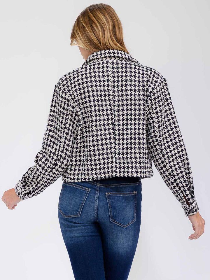 WOMEN'S LONG SLEEVE BUTTON CLOSURE FRONT POCKETS TWEDD BLAZER
