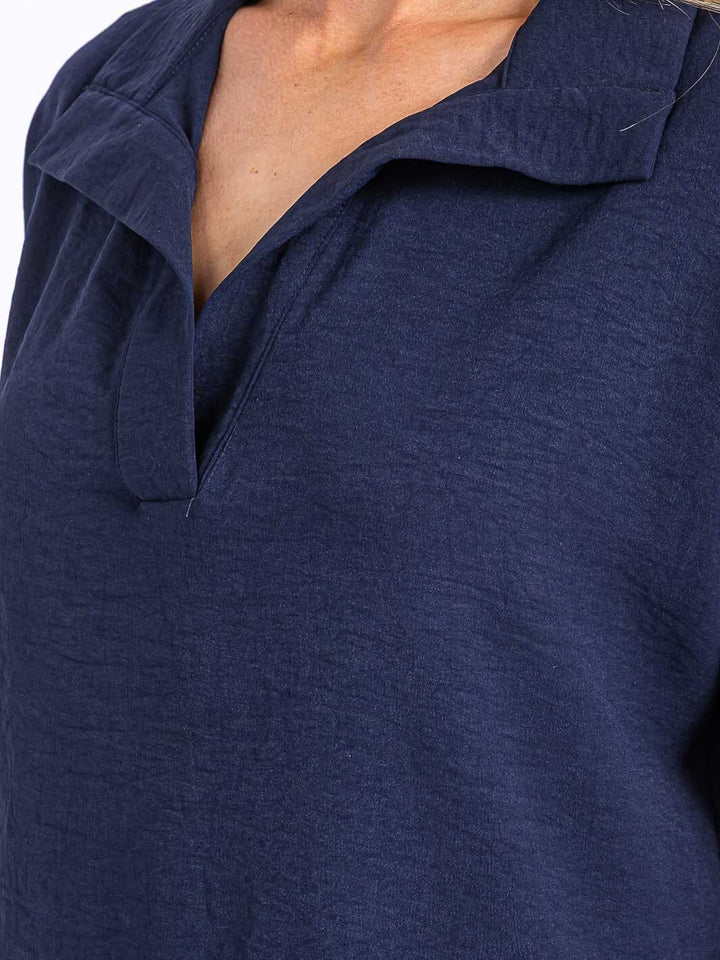 WOMEN'S SHORT SLEEVE V-NECK COLLAR BLOUSE