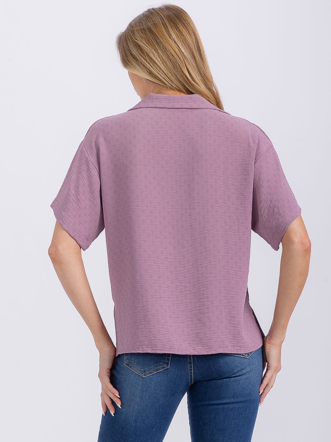 WOMEN'S SHORT SLEEVE V-NECK HIGH-LOW BLOUSE