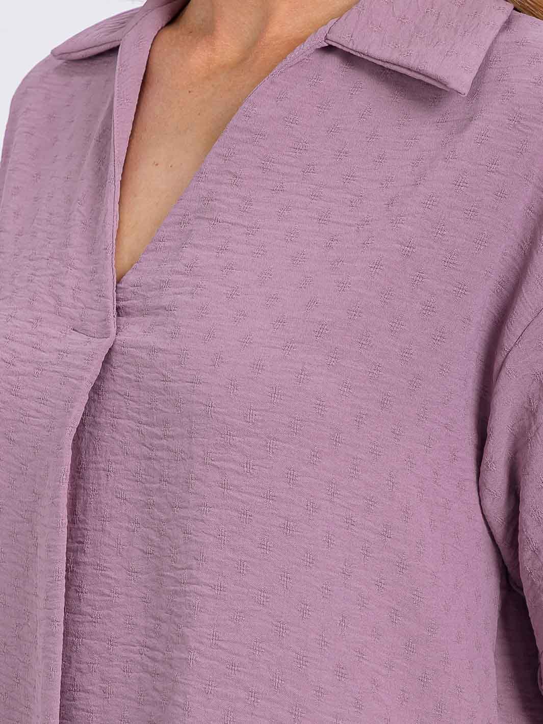 WOMEN'S SHORT SLEEVE V-NECK HIGH-LOW BLOUSE