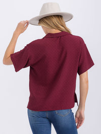 WOMEN'S SHORT SLEEVE V-NECK HIGH-LOW BLOUSE