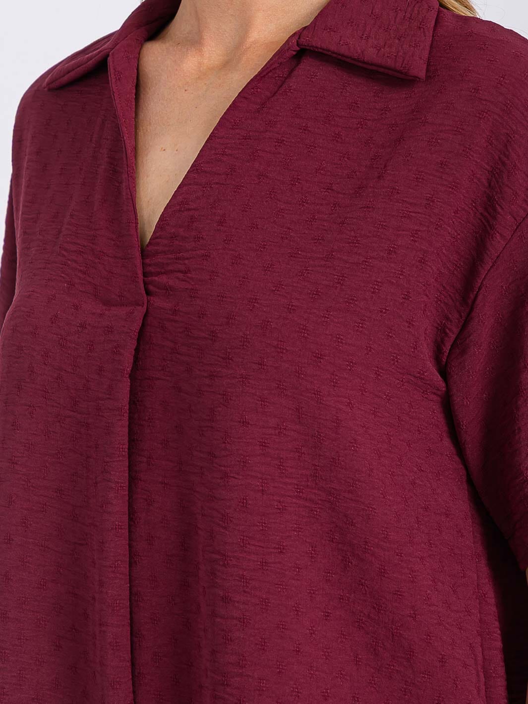WOMEN'S SHORT SLEEVE V-NECK HIGH-LOW BLOUSE