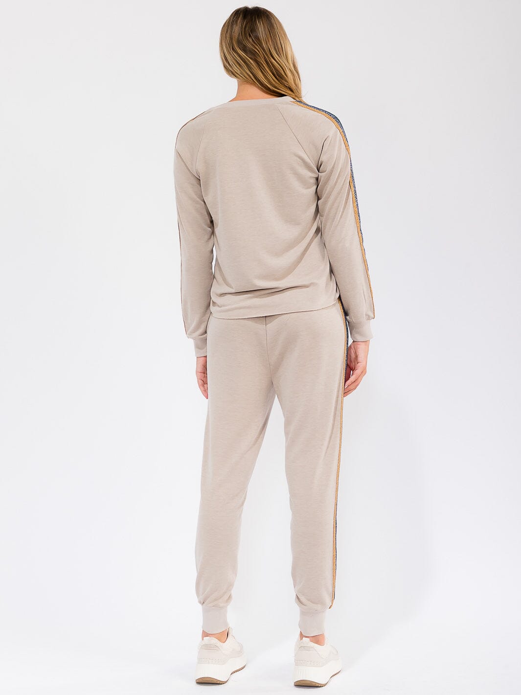 WOMEN'S LONG SLEEVE STRIPES DETAILED TOP