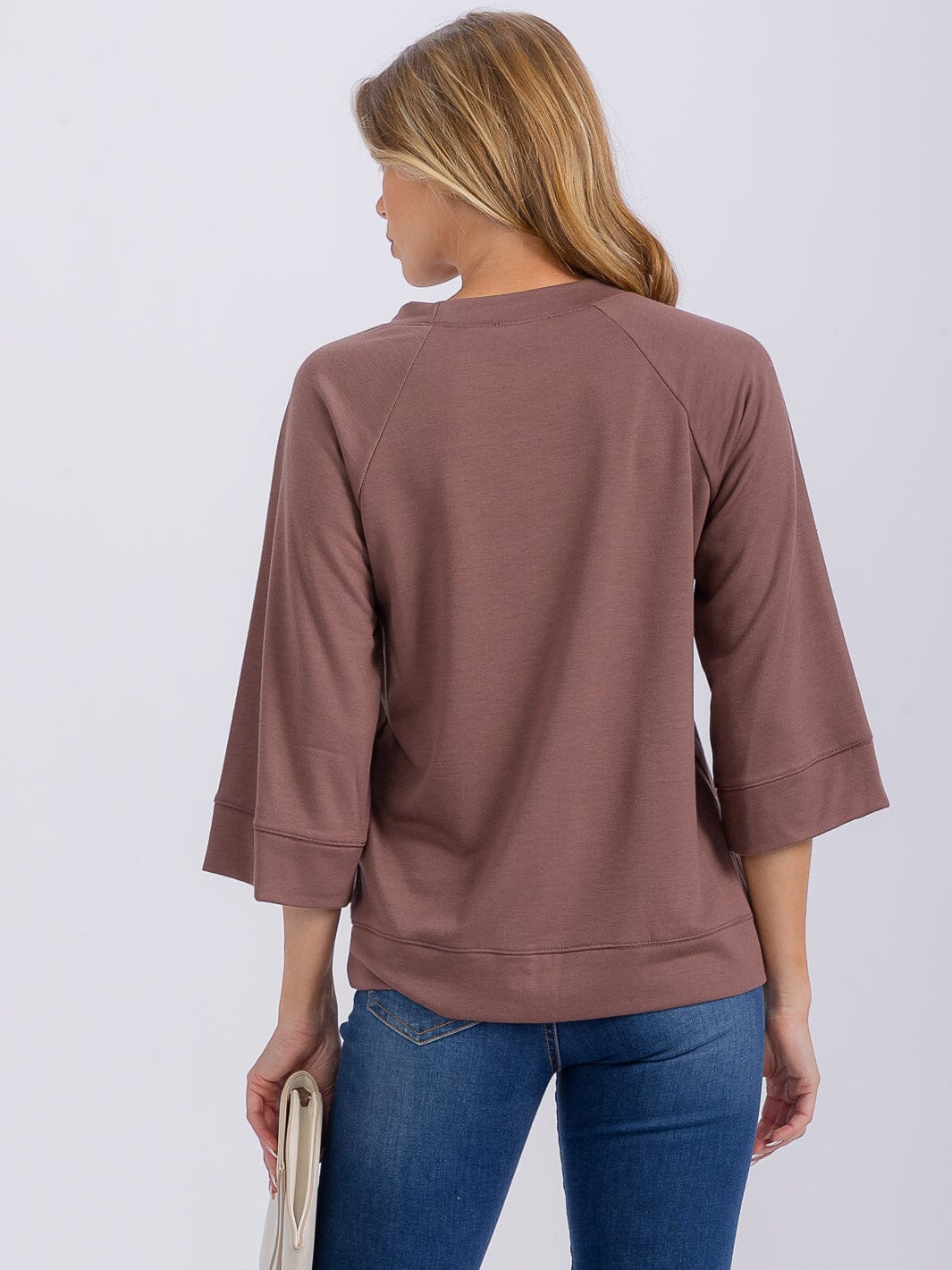 WOMEN'S 3/4 SLEEVES SOLID TOP