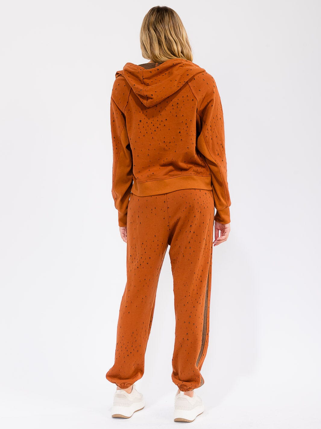 WOMEN'S LONG SLEEVE ZIPPER CLOSURE FRONT POCKETS HOODED DISTRESS JACKET