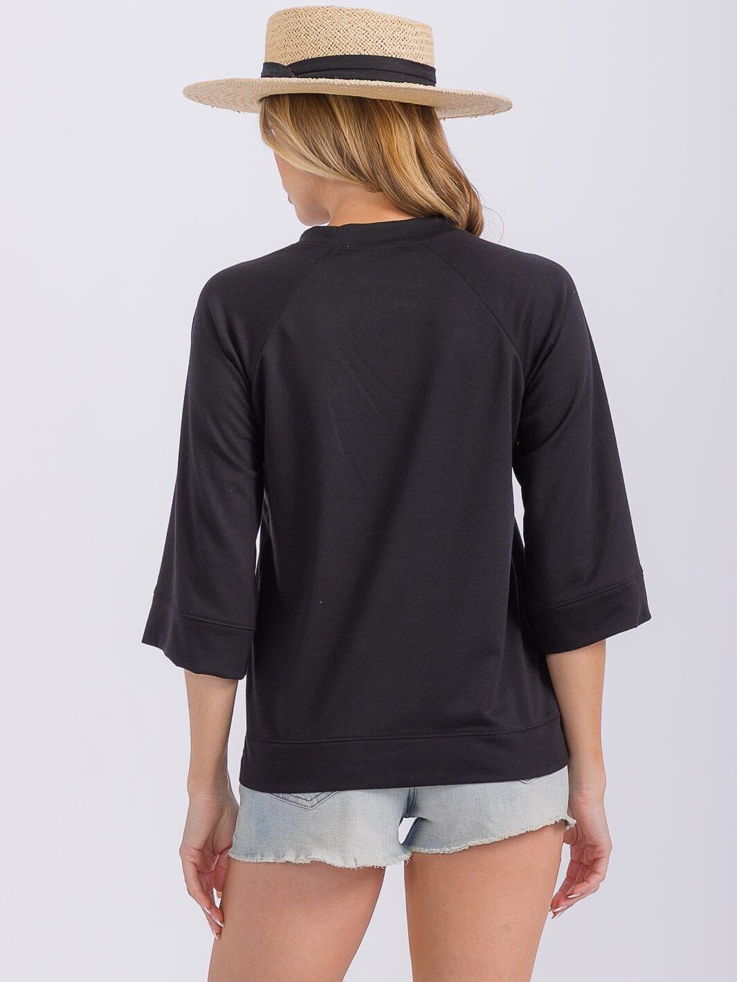 WOMEN'S 3/4 SLEEVES SOLID TOP