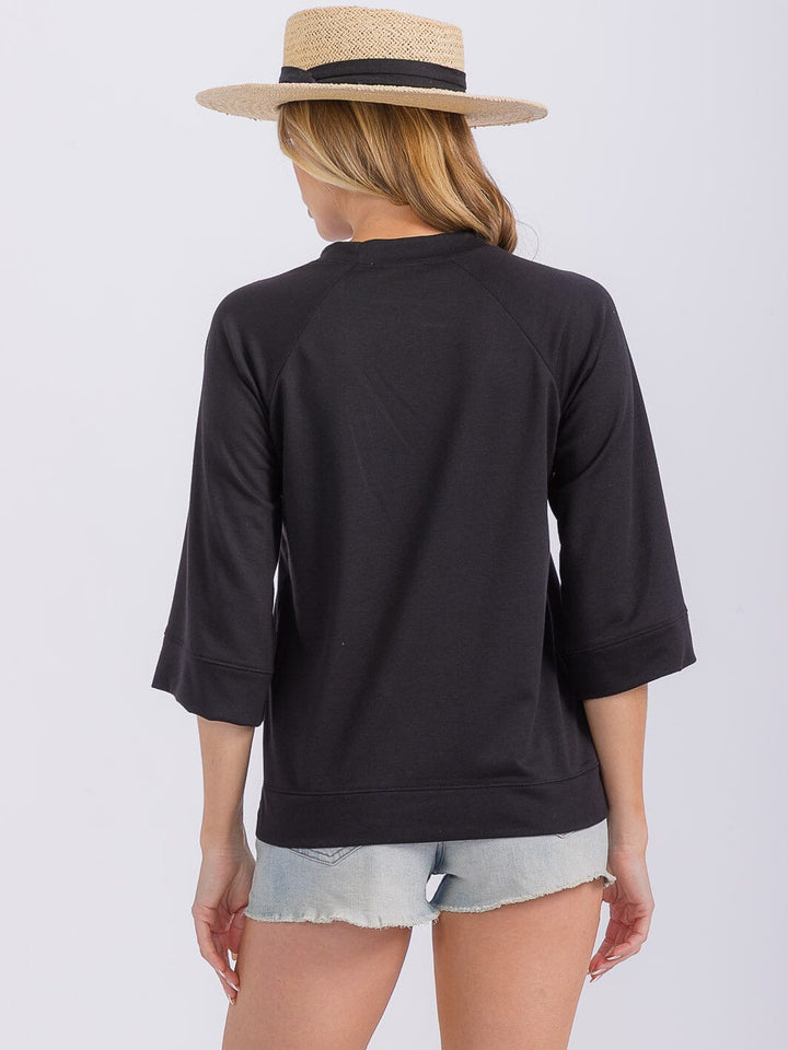 WOMEN'S 3/4 SLEEVES SOLID TOP