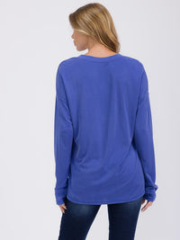 WOMEN'S LONG SLEEVE V-NECK SOLID TOP