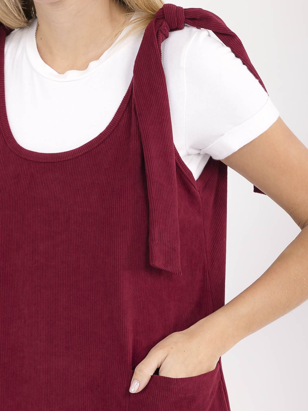 WOMEN'S SLEEVELESS FRONT POCKETS CORDUROY MAXI DRESS