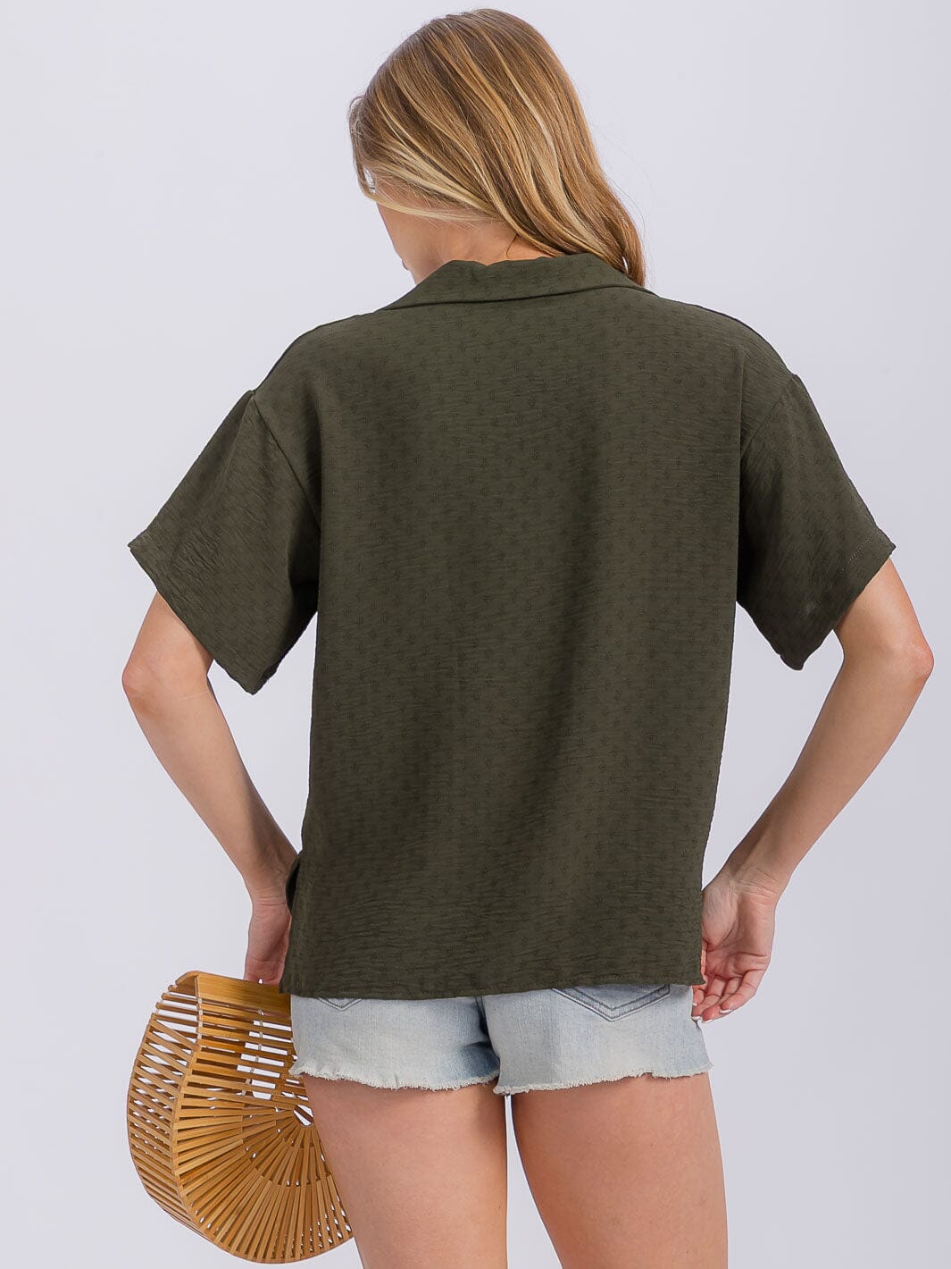 WOMEN'S SHORT SLEEVE V-NECK HIGH-LOW BLOUSE