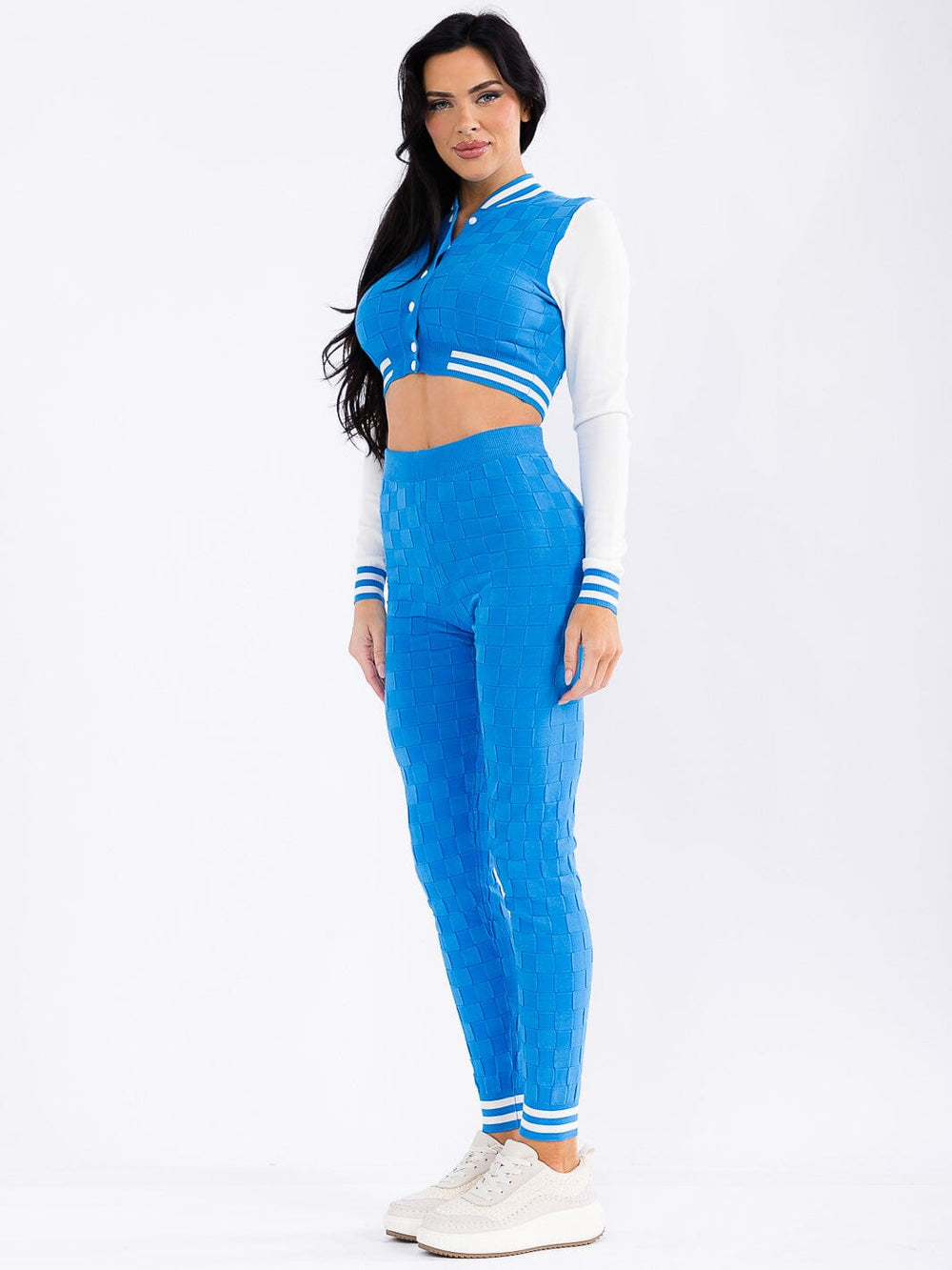 WOMEN'S LONG SLEEVE TOP & ELASTIC WAIST SKINNY PANTS COLORBLOCK 2PC. SET