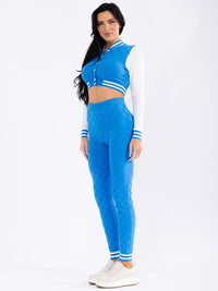 WOMEN'S LONG SLEEVE TOP & ELASTIC WAIST SKINNY PANTS COLORBLOCK 2PC. SET