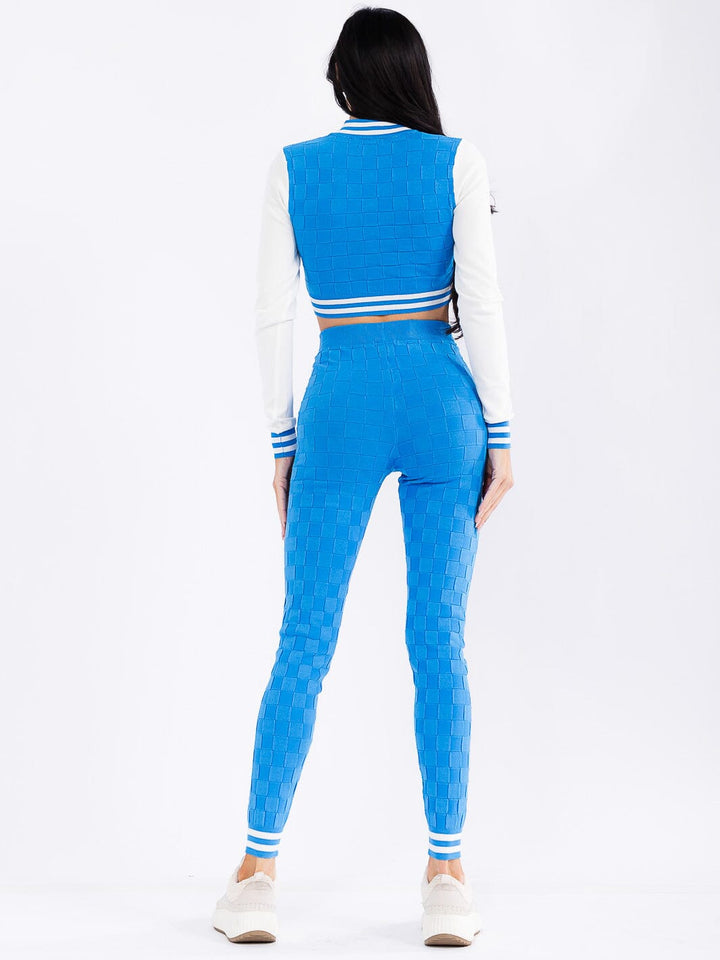 WOMEN'S LONG SLEEVE TOP & ELASTIC WAIST SKINNY PANTS COLORBLOCK 2PC. SET