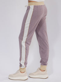 WOMEN'S ELASTIC WAIST SELF TIE COLORBLOCK JOGGER PANTS