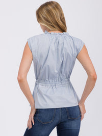 WOMEN'S SLEEVELESS FRONT TIE PEPLUM TOP